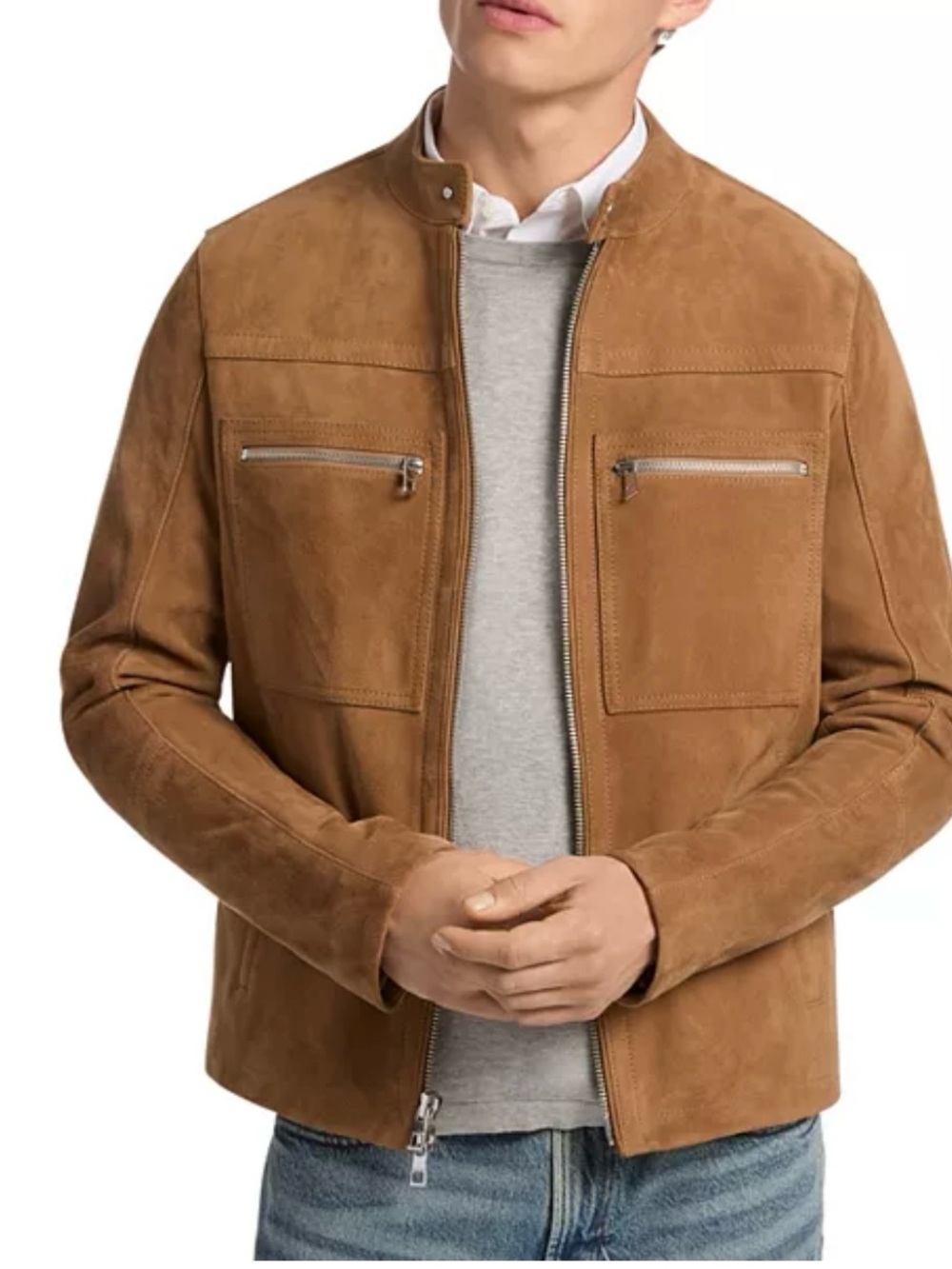 Michael Kors Men's Suede Bomber Jacket in Tan